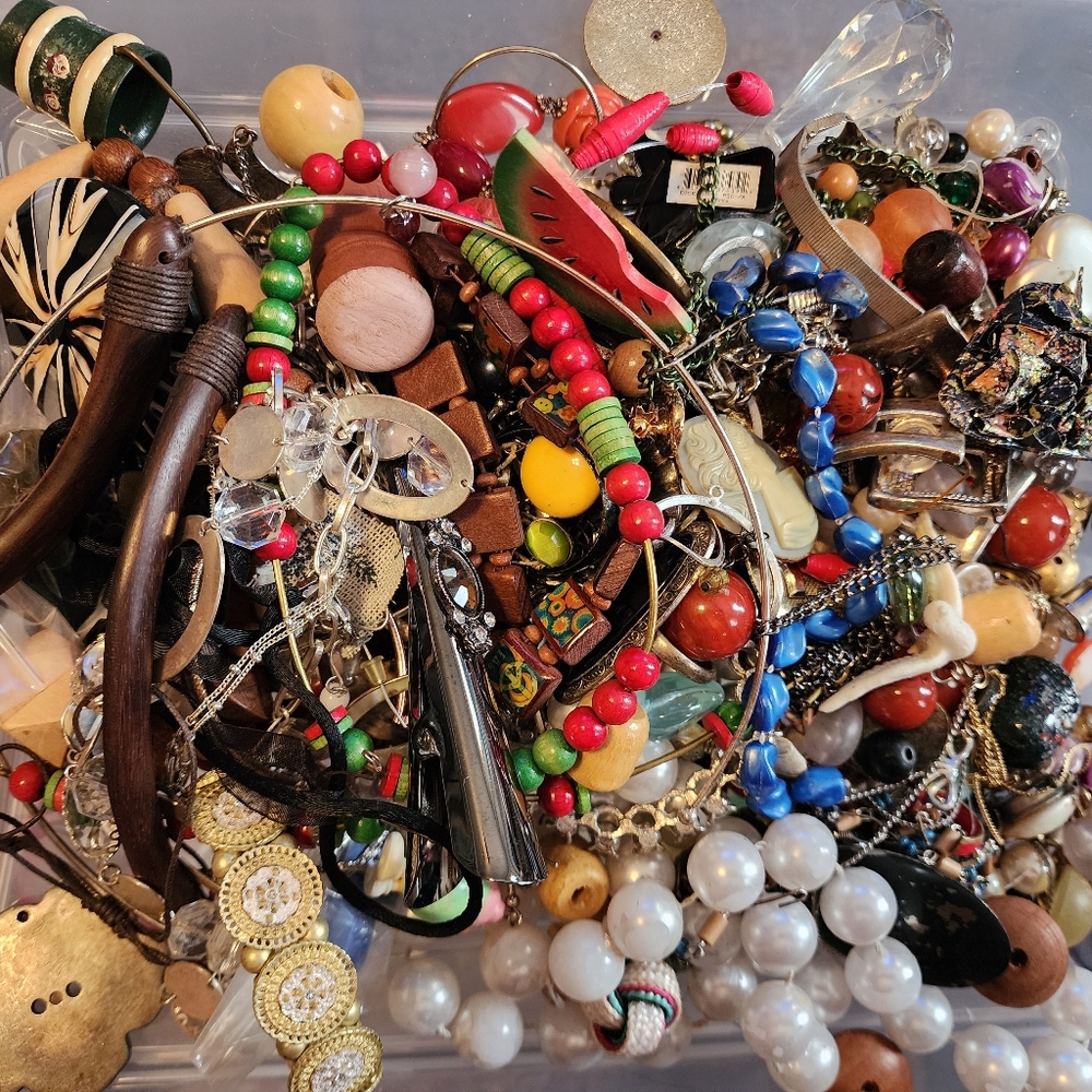 Huge Lot Over 3 Lbs Of Jewelry And Misc Items For Crafts.